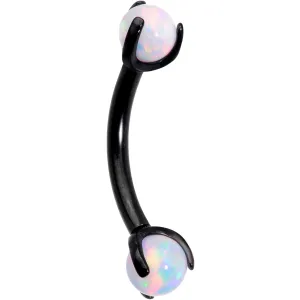 16 Gauge 5/16 White Synthetic Opal Black Internal Thread Eyebrow Ring