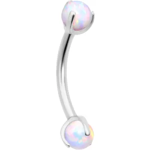16 Gauge 5/16 White Synthetic Opal Internally Threaded Eyebrow Ring