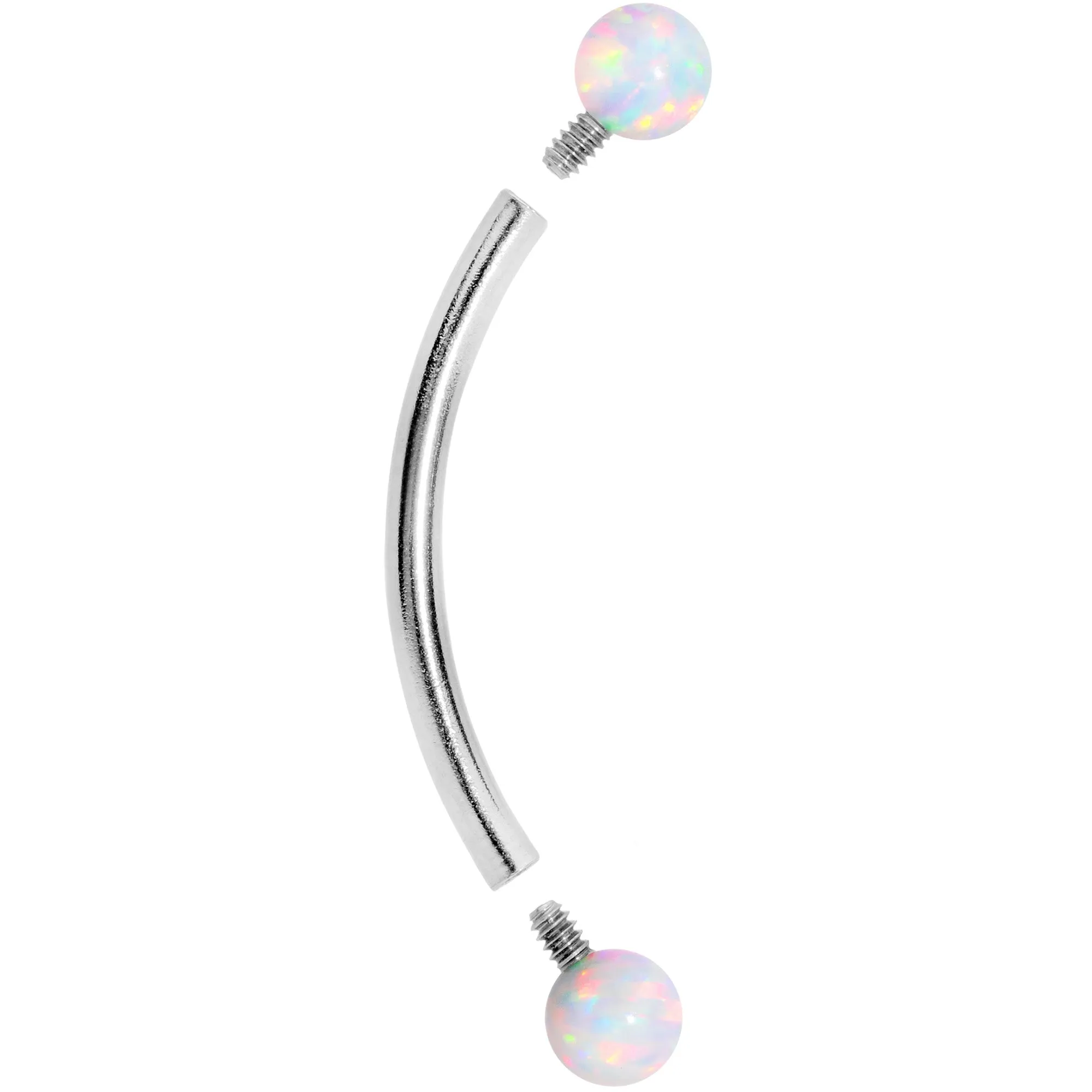 16 Gauge 9/16 3mm White Synthetic Opal Curved Barbell