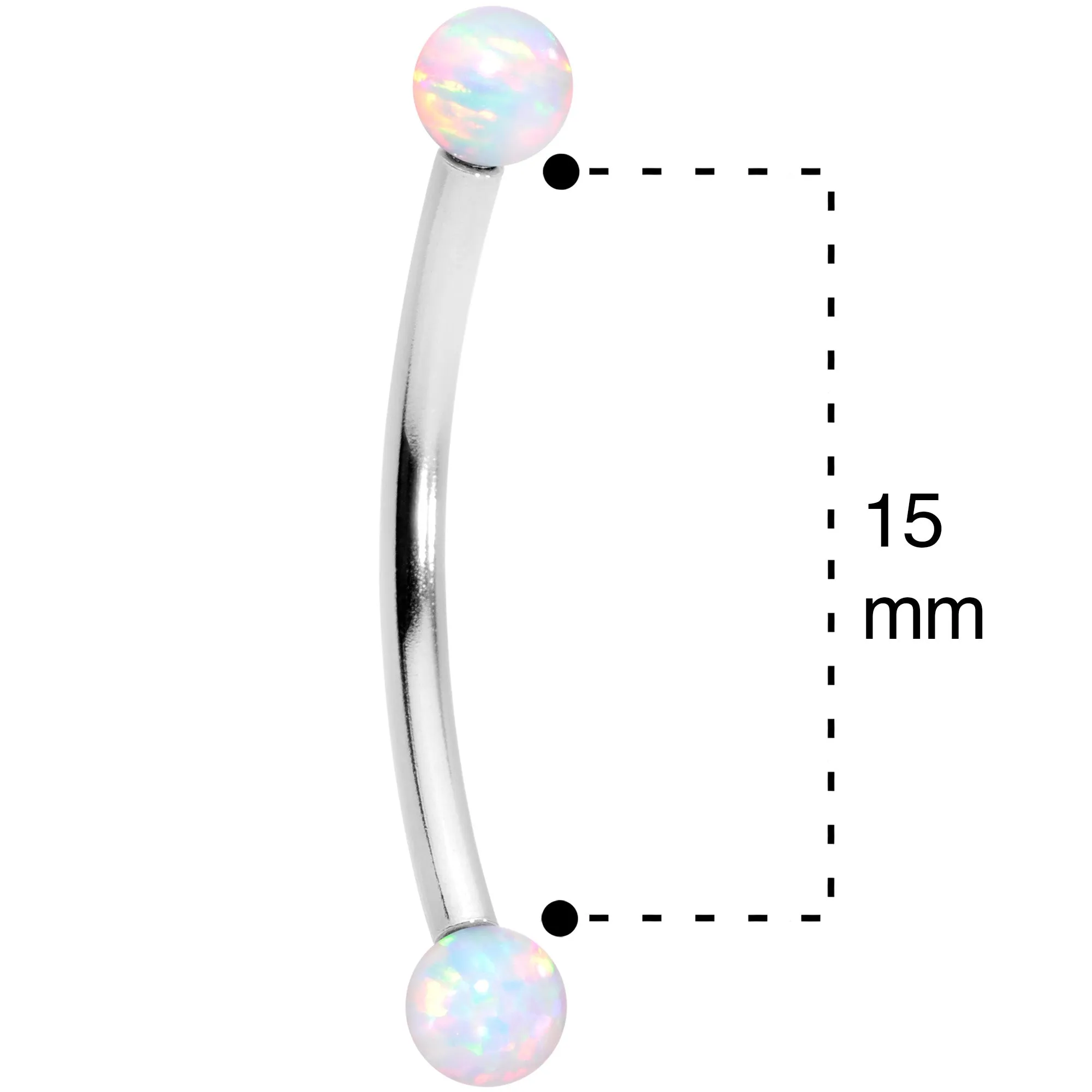 16 Gauge 9/16 3mm White Synthetic Opal Curved Barbell