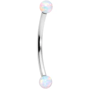 16 Gauge 9/16 3mm White Synthetic Opal Curved Barbell