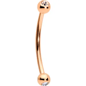 16 Gauge 9/16 Clear Gem Ball End Rose Gold Tone Curved Barbell