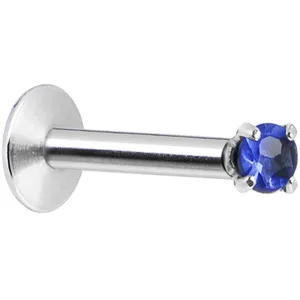 16 Gauge Blue 2mm Gem Internally Threaded Labret Monroe Tragus