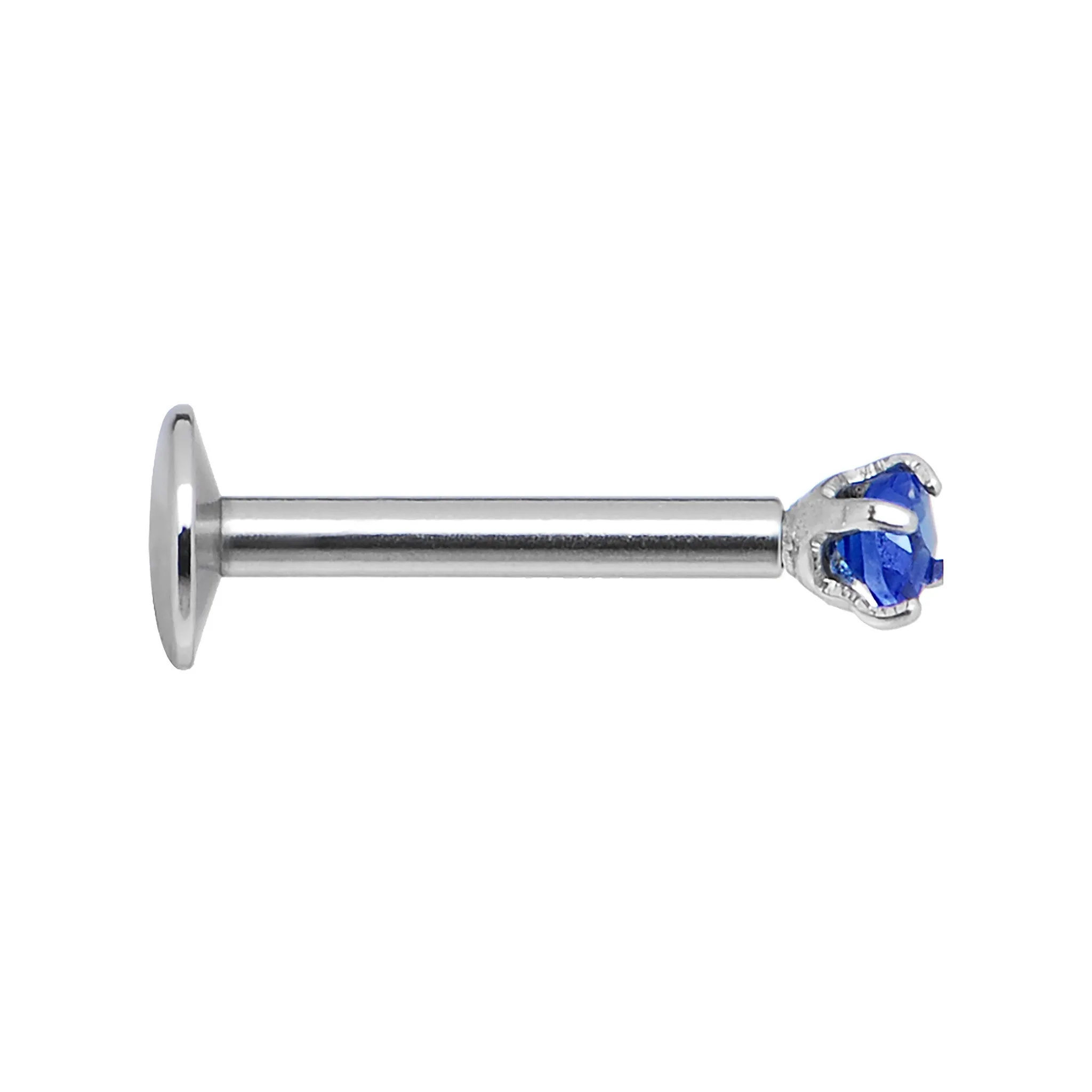 16 Gauge Blue 2mm Gem Internally Threaded Labret Monroe Tragus