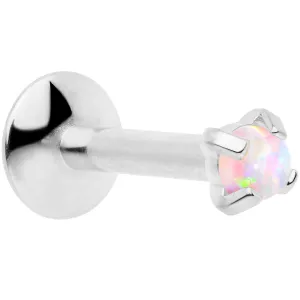 16G 1/4 2mm White Syn Opal G23 Titanium Internal Thread Labret