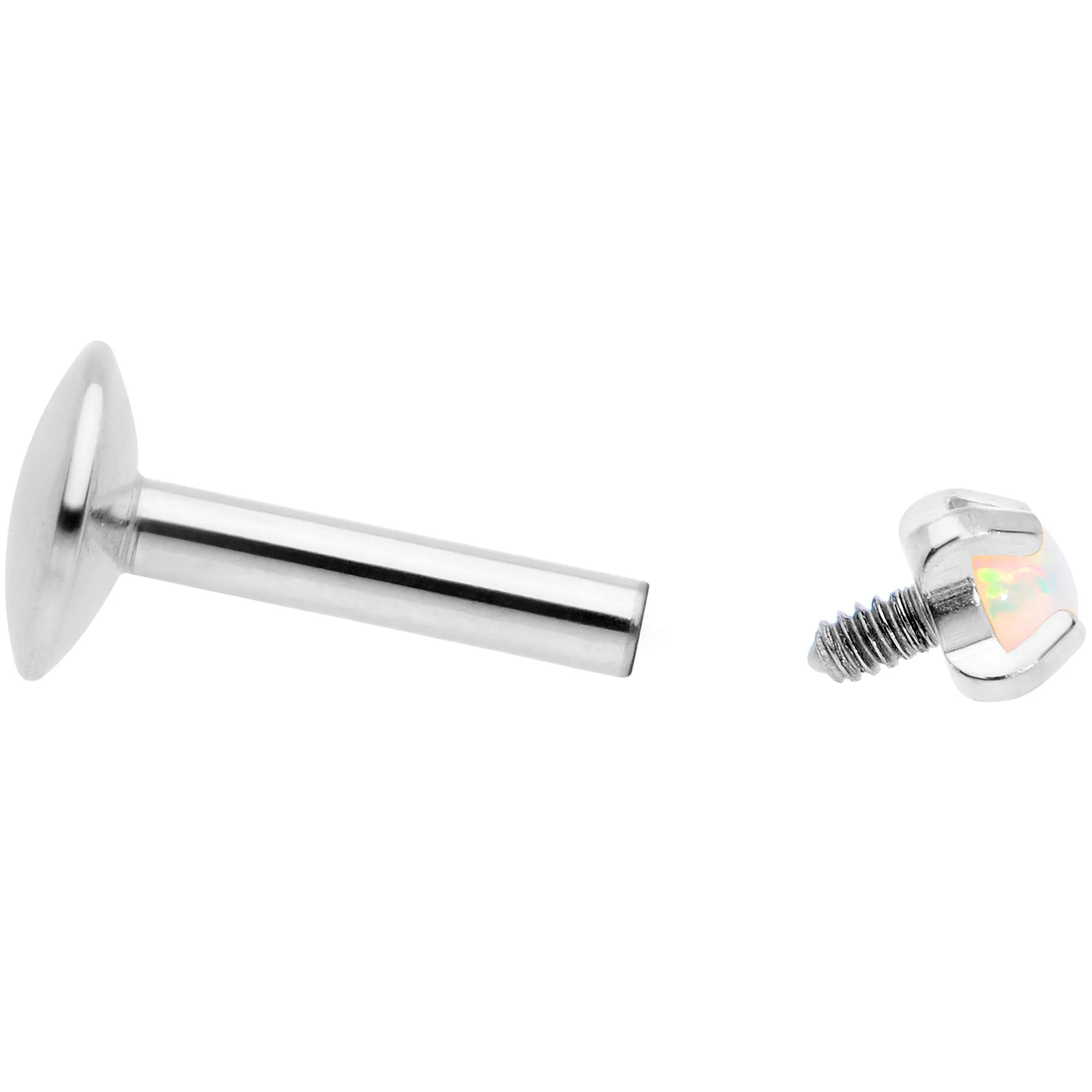 16G 1/4 2mm White Syn Opal G23 Titanium Internal Thread Labret