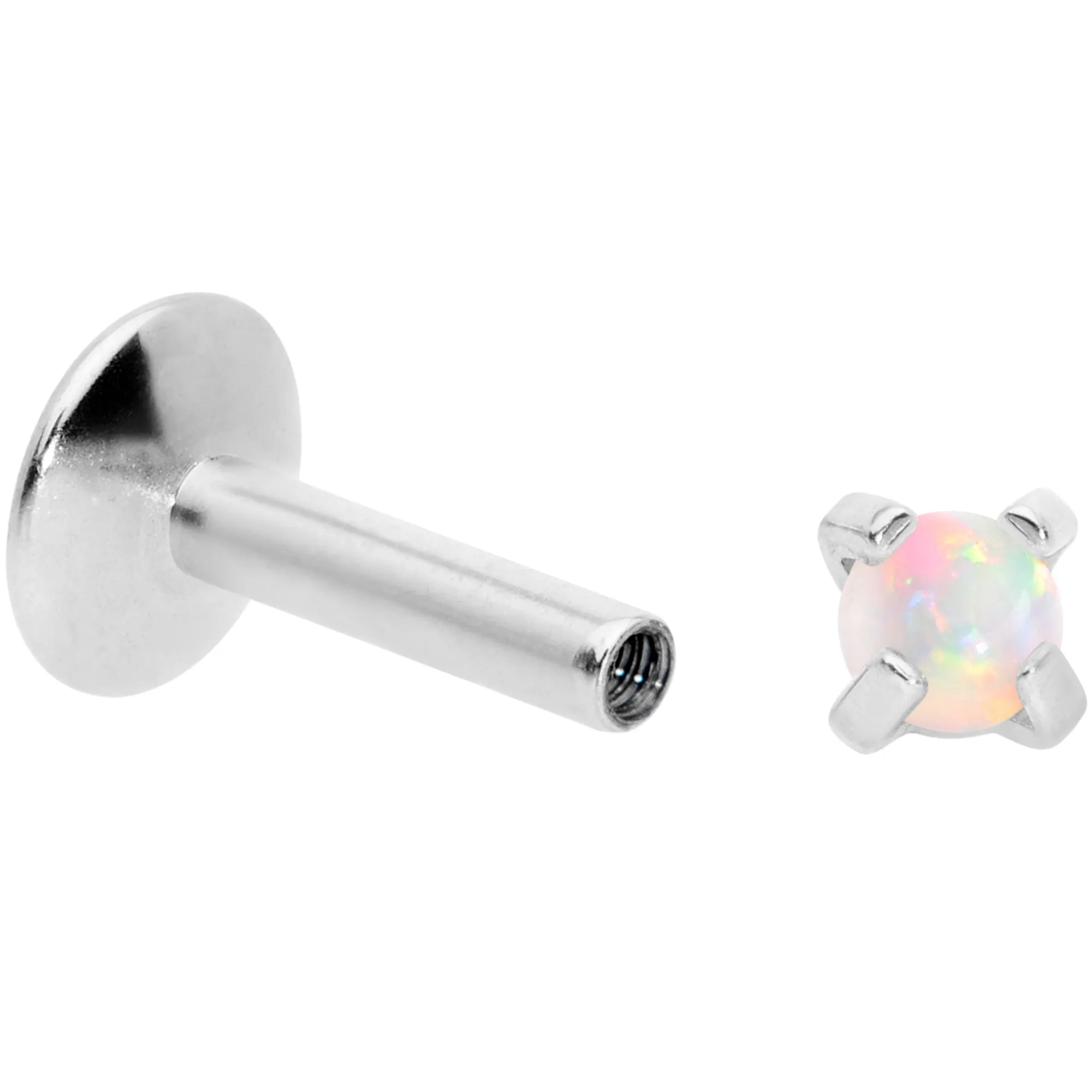 16G 1/4 2mm White Syn Opal G23 Titanium Internal Thread Labret