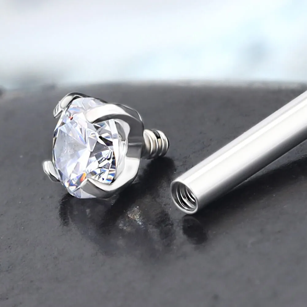 16G 4PCS Internally Threaded Opal/CZ Gem Labret Monroe Stud