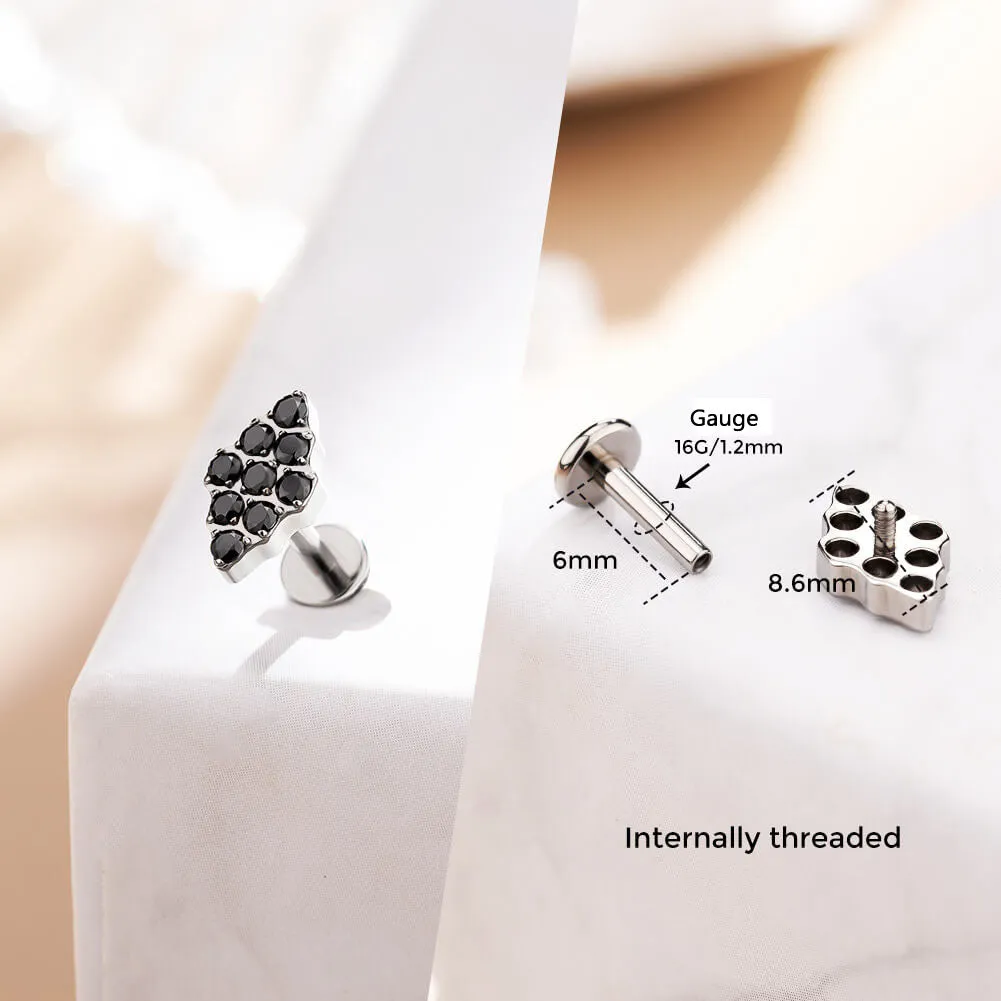 16G Titanium Internally Threaded Cluster CZ Flat Back Cartilage Earring