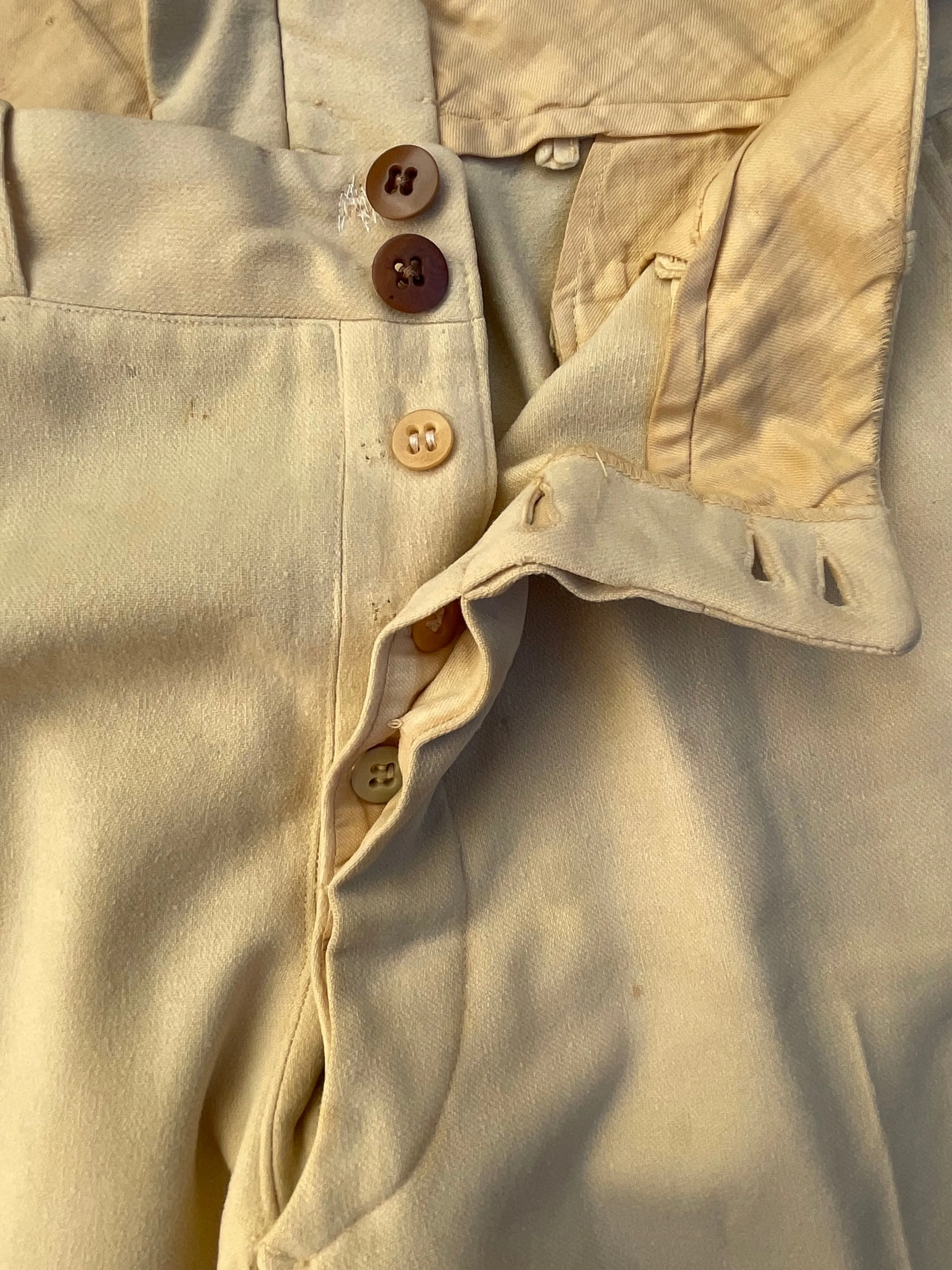 1930s Custom Made Floral Motif Chain Stitched Kick Flare Wool Pants