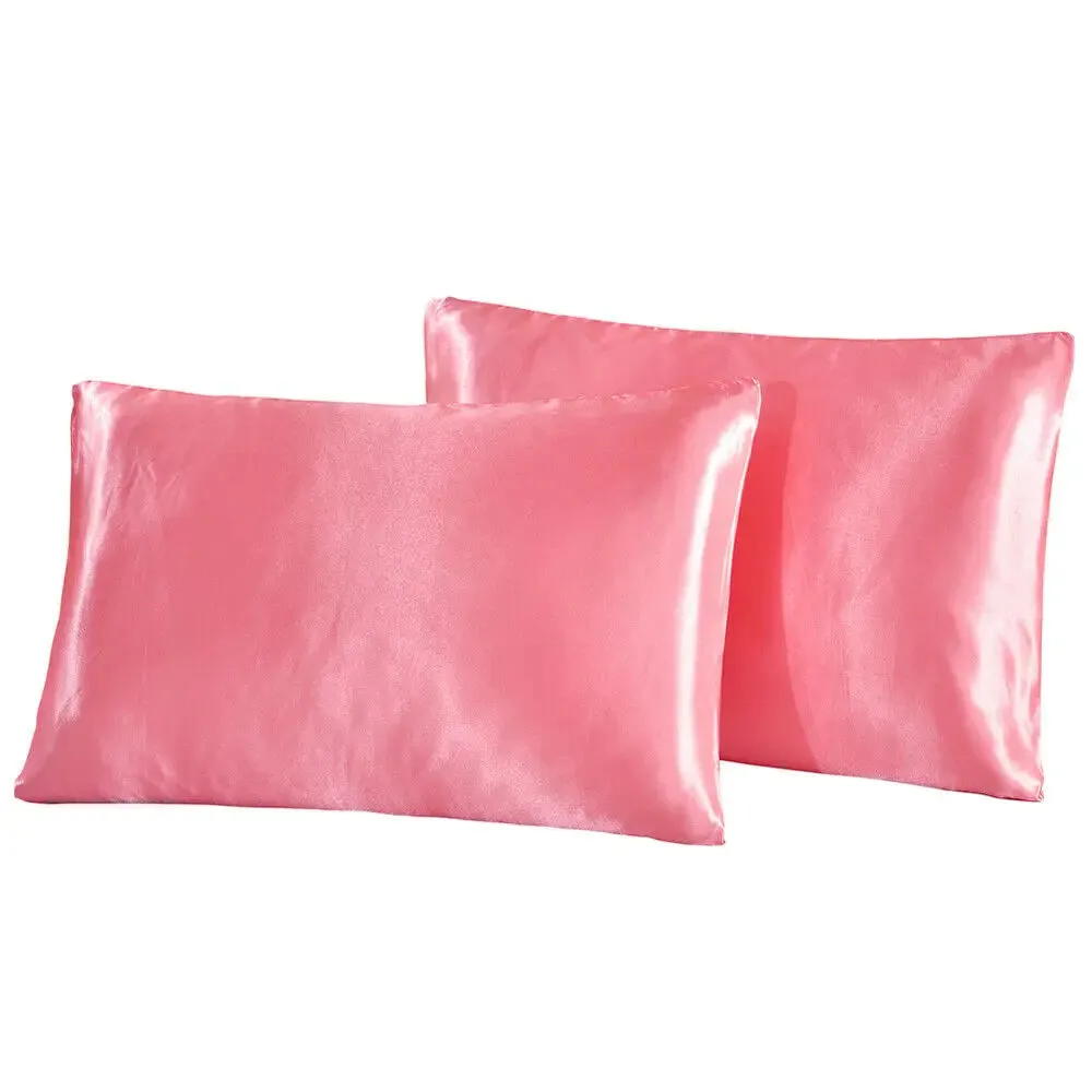 2-Piece Pure Emulation Silk Satin Pillowcase Comfortable Pillow Cover Pillowcase For Bed Throw Single Pillow Covers