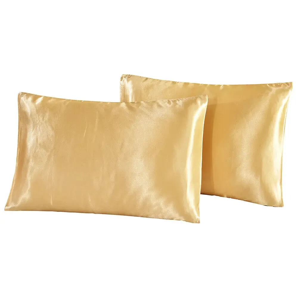 2-Piece Pure Emulation Silk Satin Pillowcase Comfortable Pillow Cover Pillowcase For Bed Throw Single Pillow Covers