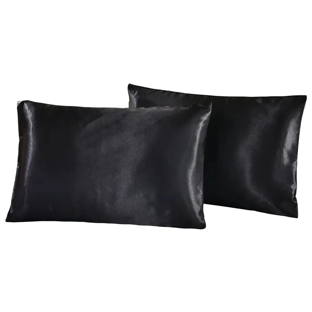 2-Piece Pure Emulation Silk Satin Pillowcase Comfortable Pillow Cover Pillowcase For Bed Throw Single Pillow Covers