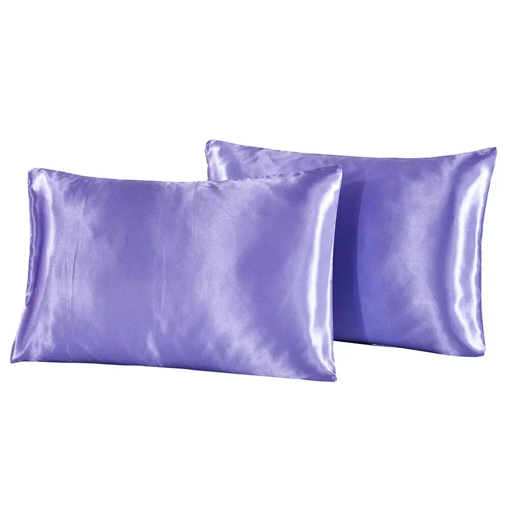 2-Piece Pure Emulation Silk Satin Pillowcase Comfortable Pillow Cover Pillowcase For Bed Throw Single Pillow Covers