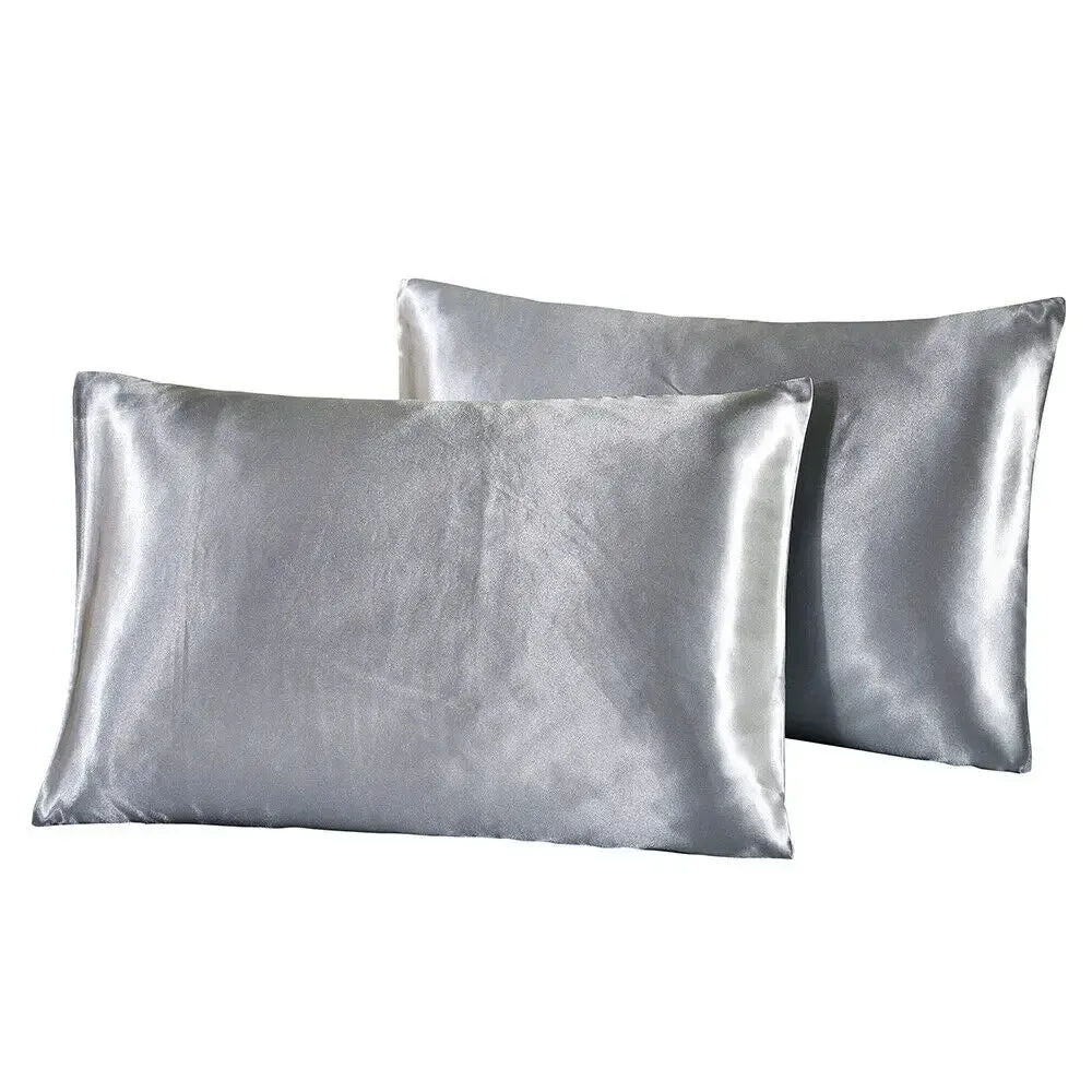 2-Piece Pure Emulation Silk Satin Pillowcase Comfortable Pillow Cover Pillowcase For Bed Throw Single Pillow Covers