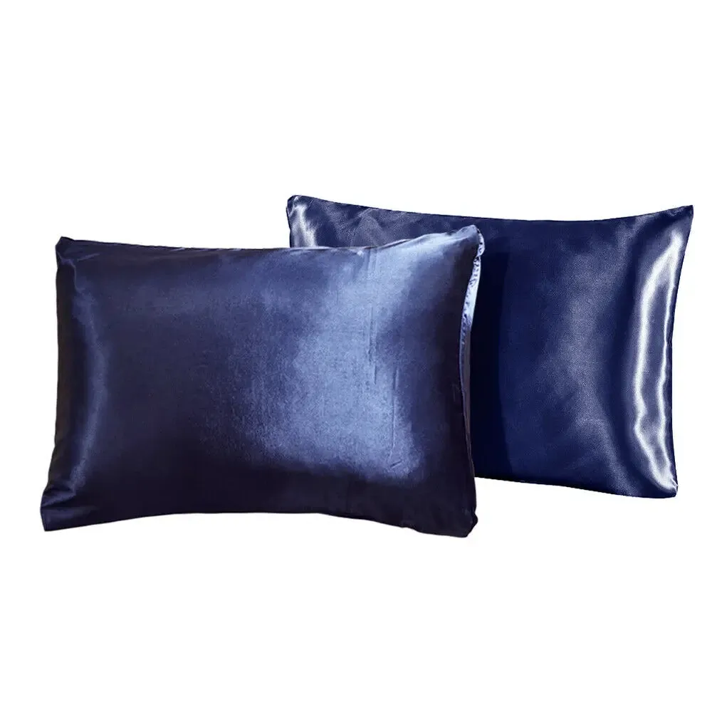 2-Piece Pure Emulation Silk Satin Pillowcase Comfortable Pillow Cover Pillowcase For Bed Throw Single Pillow Covers