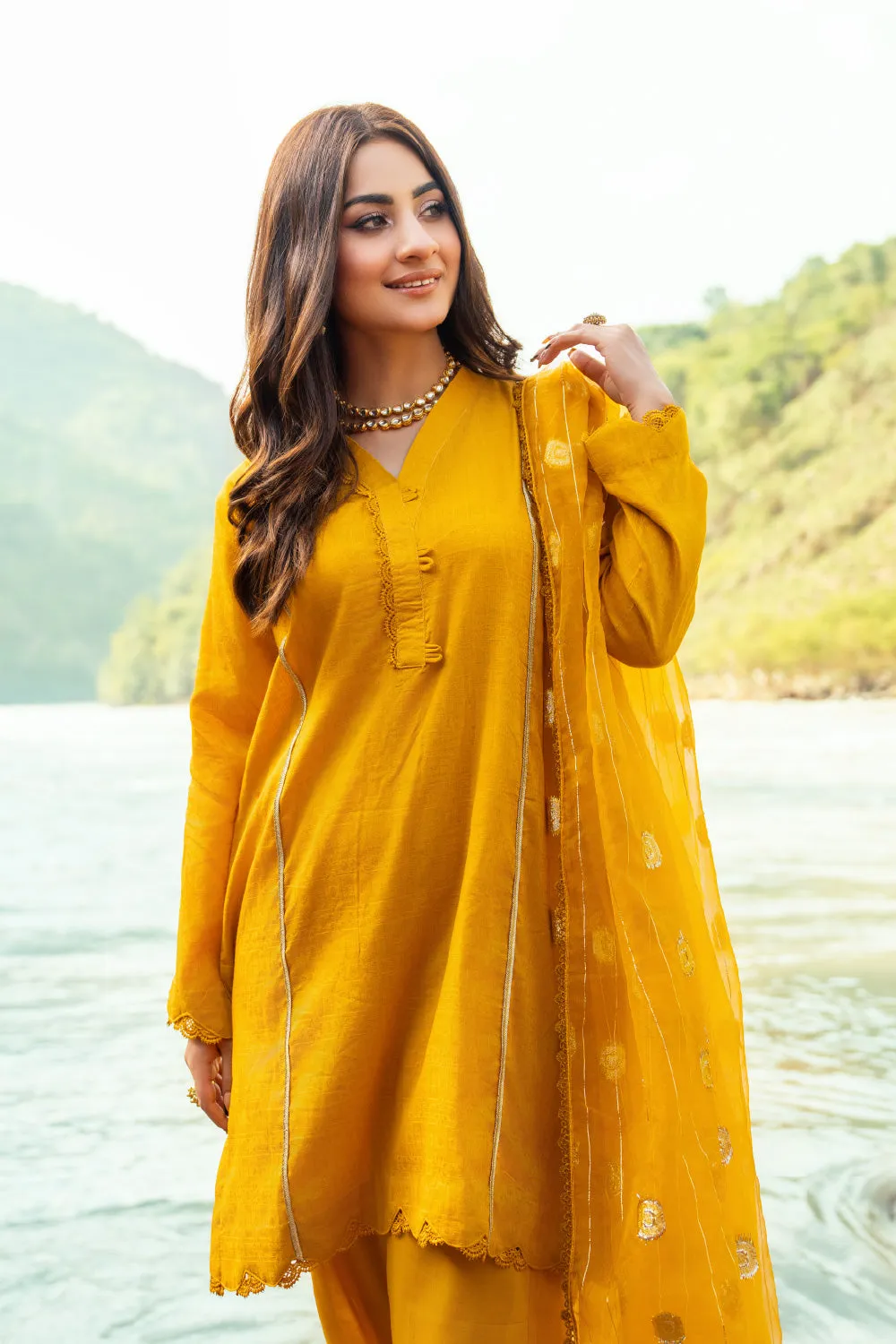 2PC Stitched | Jacquard Shirt   Dupatta