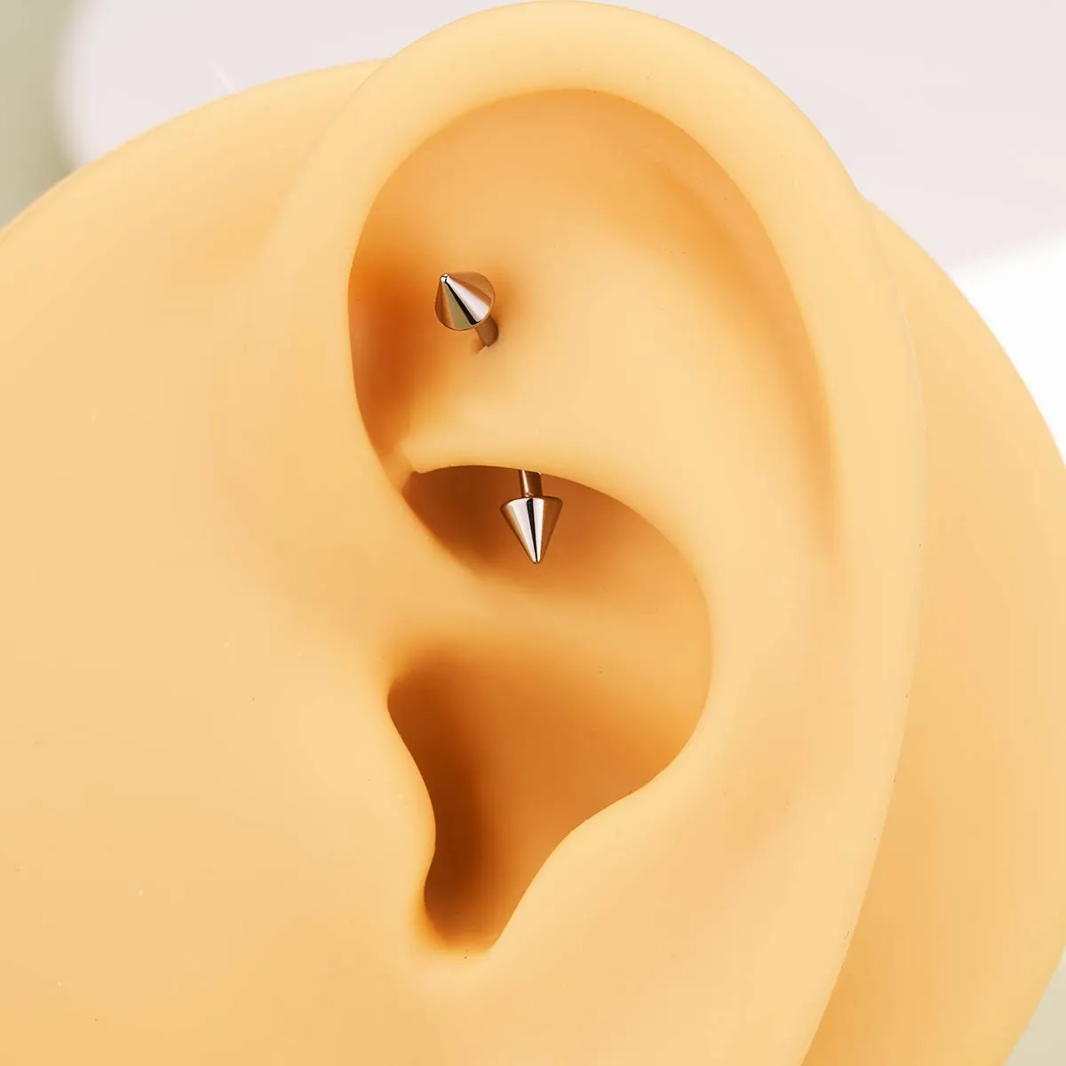 2PCS 18G Titanium Internally Threaded Spike Eyebrow Rook Rings
