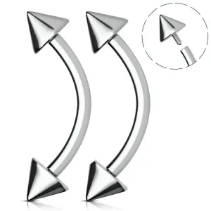 2PCS 18G Titanium Internally Threaded Spike Eyebrow Rook Rings