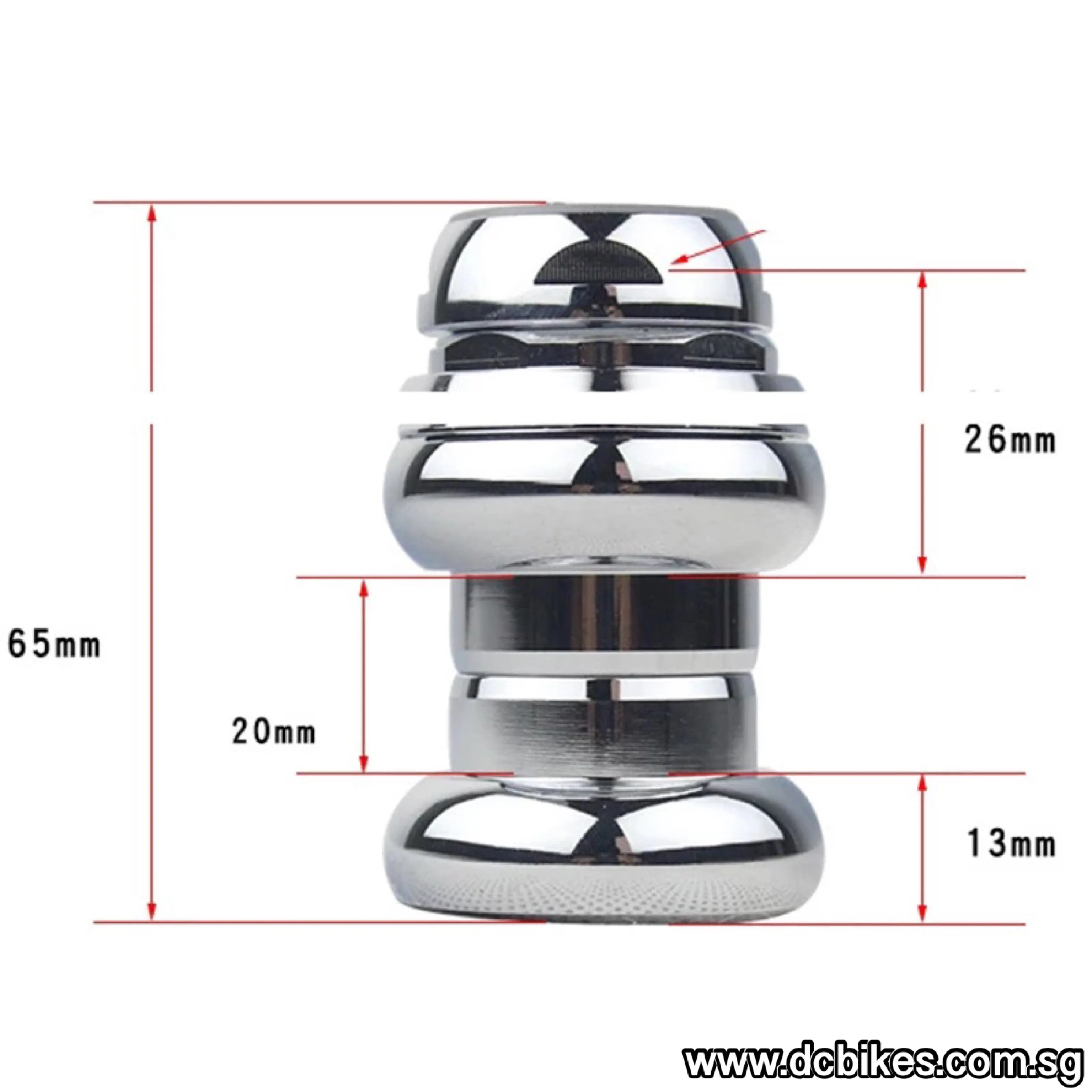 30mm Threaded 1" Inch Sealed Bearing Black Chrome Silver Headset EC30/25.4 | EC30/27 (26.4)
