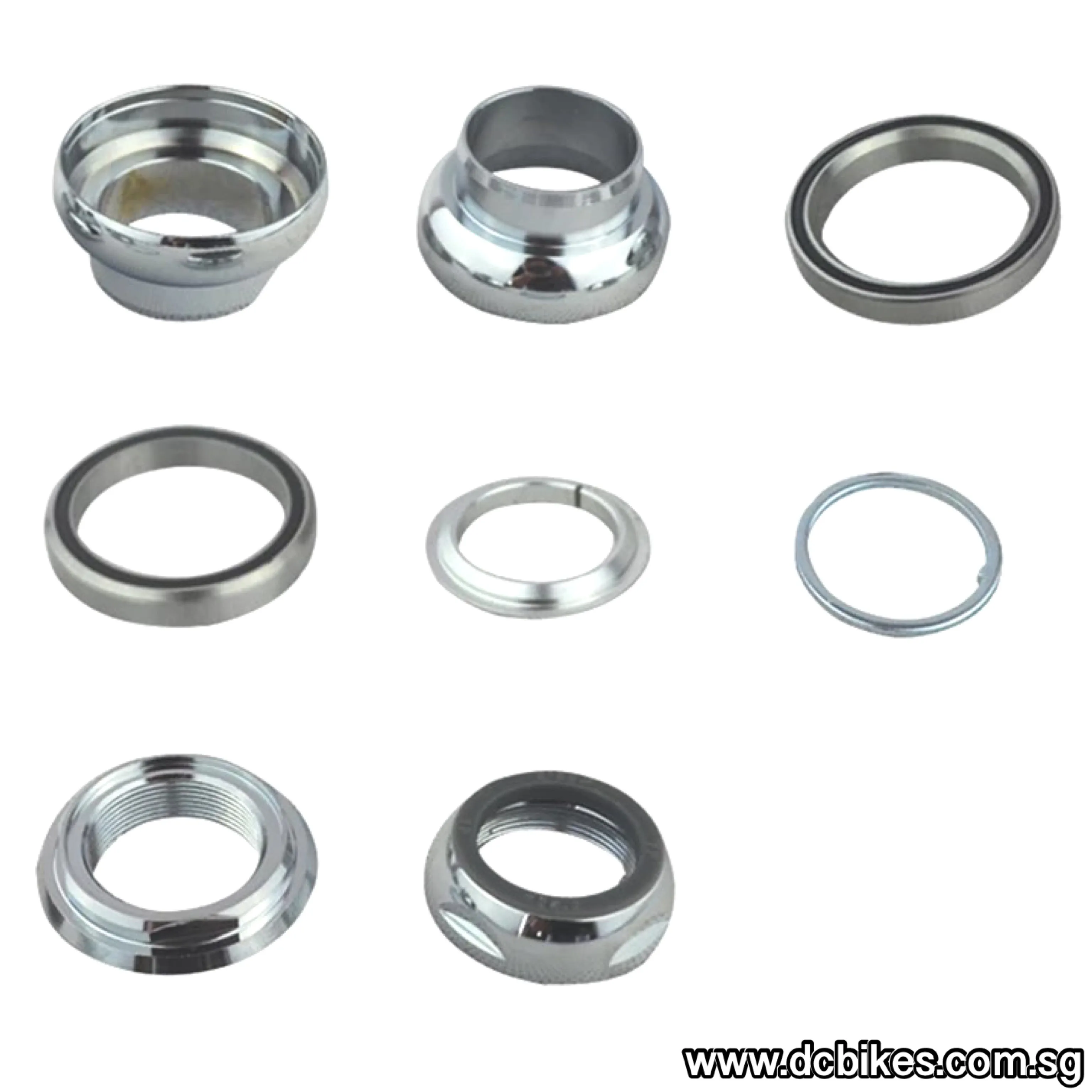 30mm Threaded 1" Inch Sealed Bearing Black Chrome Silver Headset EC30/25.4 | EC30/27 (26.4)