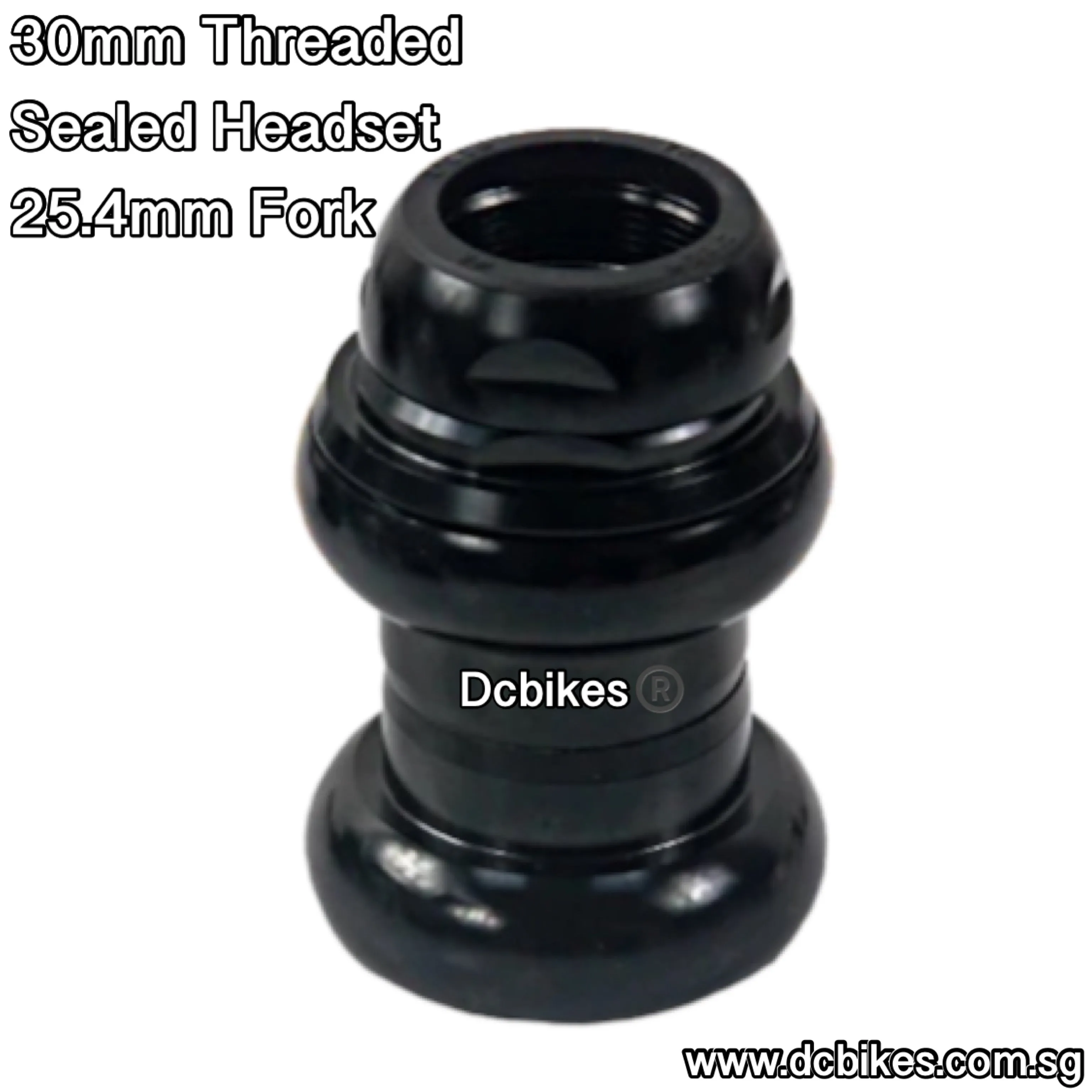 30mm Threaded 1" Inch Sealed Bearing Black Chrome Silver Headset EC30/25.4 | EC30/27 (26.4)