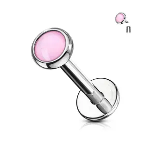 316L Surgical Steel Internally Threaded Pink Stone Flat Back Labret