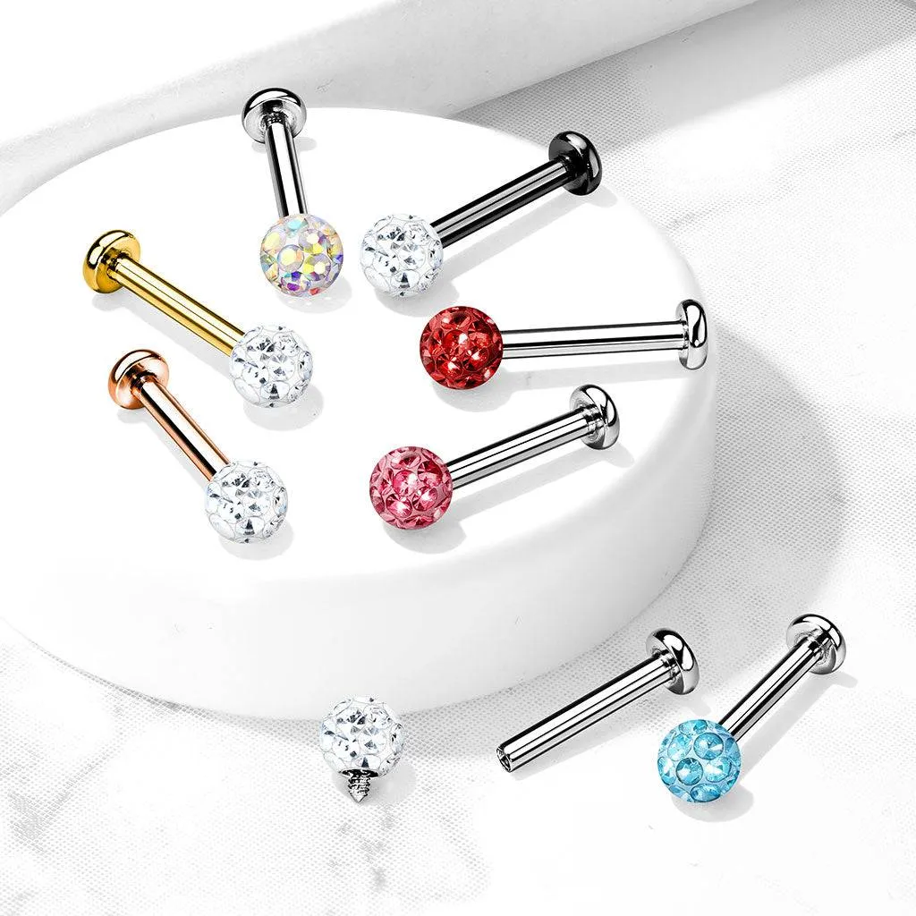 316L Surgical Steel Internally Threaded Red Epoxy Coated Shamballa Labret