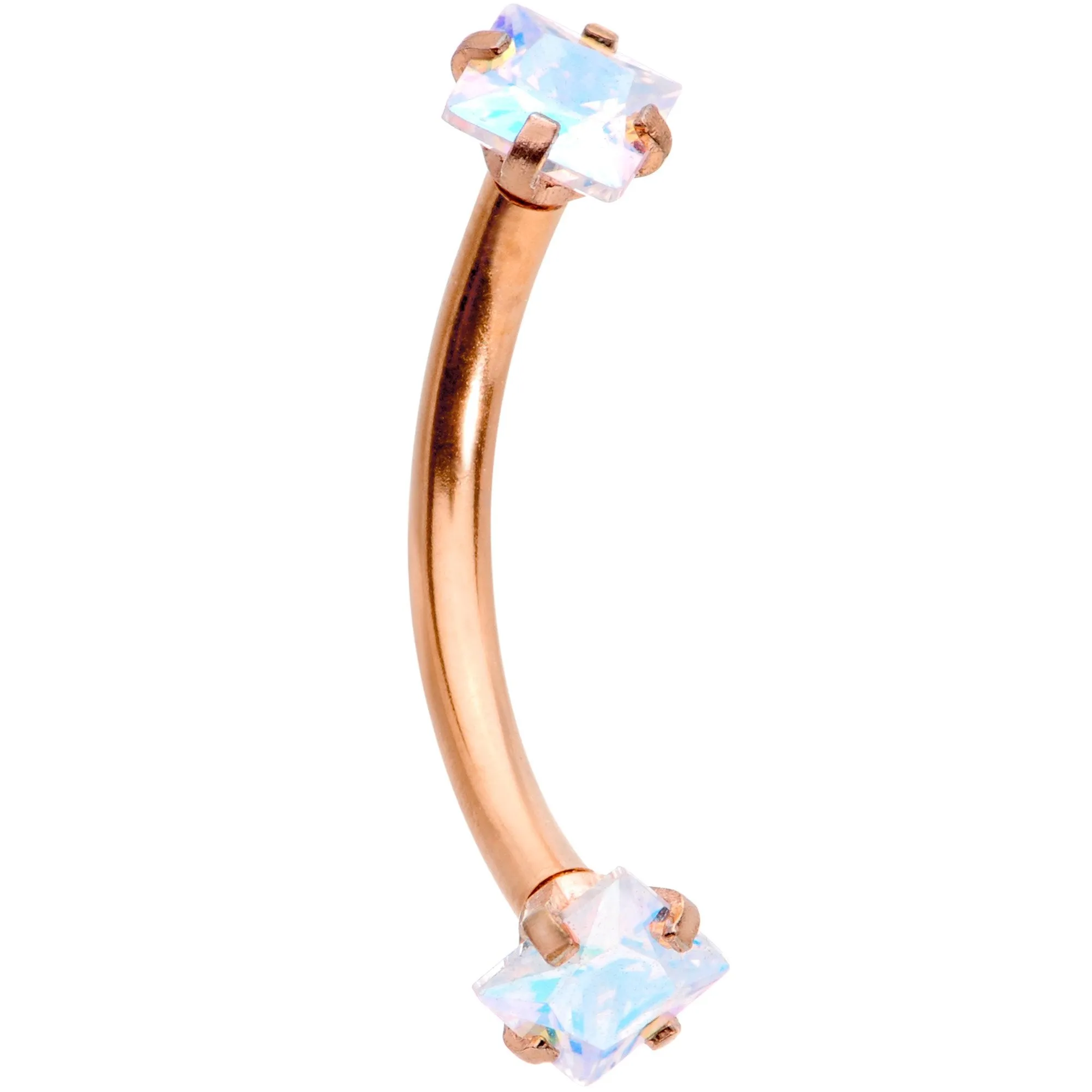 3/8 Clear Gem Anodized Curved Eyebrow Ring Set of 3