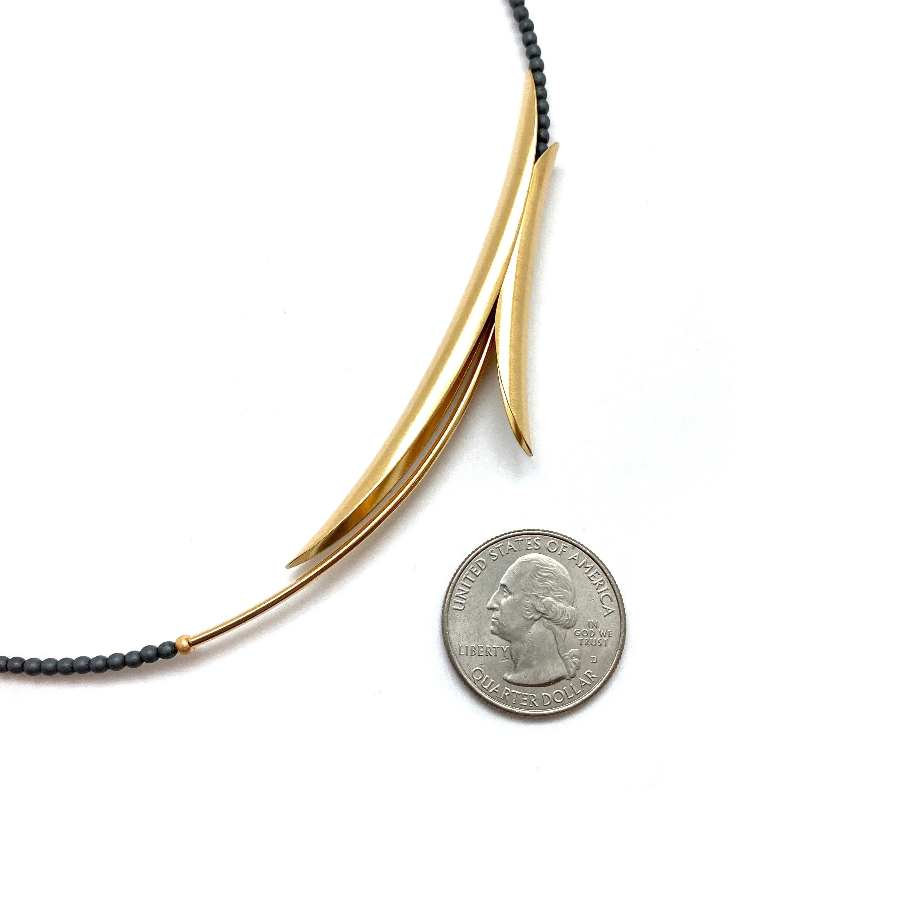 3D Gold Petal Necklace