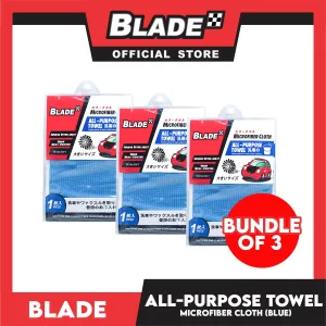 3pcs Blade Microfiber Cloth All-Purpose Towel 40x40cm (Blue)