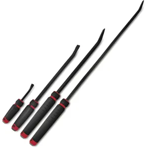 4-PC. Capped Comfort-Handle Curved-Head Pry Bar Set – Red