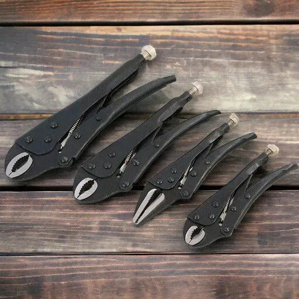 4 Piece Adjustable Locking Mole Grip Pliers Set with Storage Tray