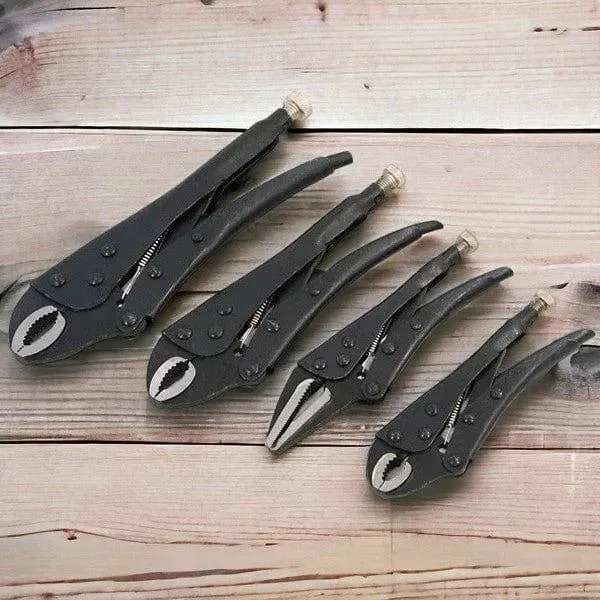 4 Piece Adjustable Locking Mole Grip Pliers Set with Storage Tray