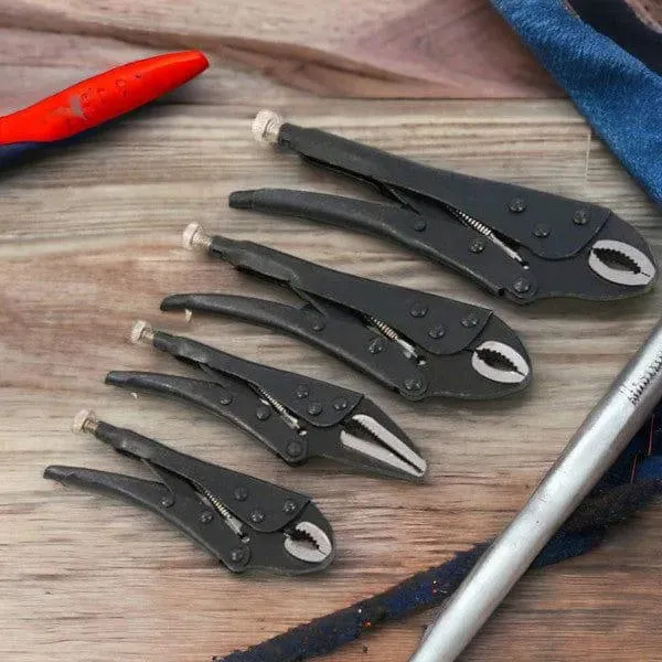 4 Piece Adjustable Locking Mole Grip Pliers Set with Storage Tray