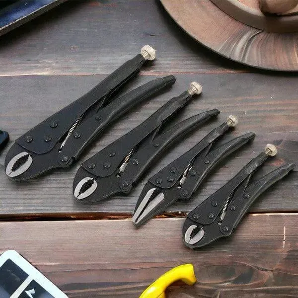 4 Piece Adjustable Locking Mole Grip Pliers Set with Storage Tray