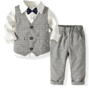 4pcs Baby Boys Gentleman Bowtie Outfit