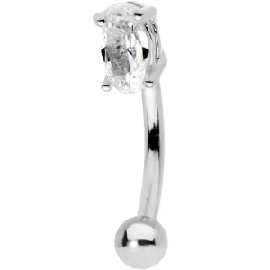 5/16 Clear CZ Gem Big Bling Curved Eyebrow Ring