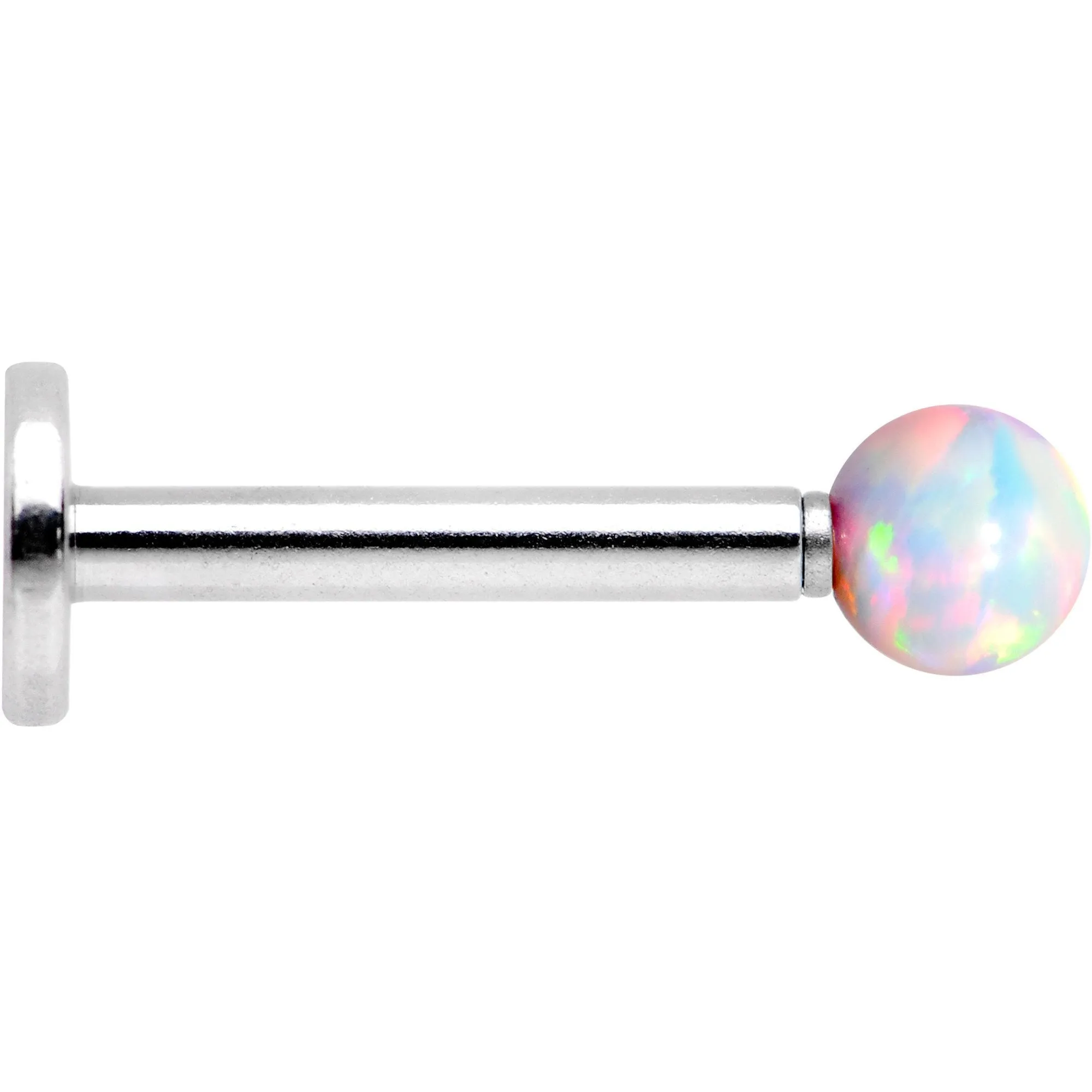 5/16 White Faux Opal 3mm Ball Internally Threaded Labret Monroe