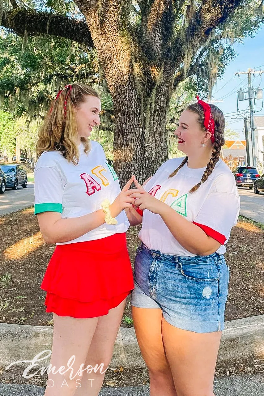 Alpha Gamma Delta Stitched Letter Ringer Tee