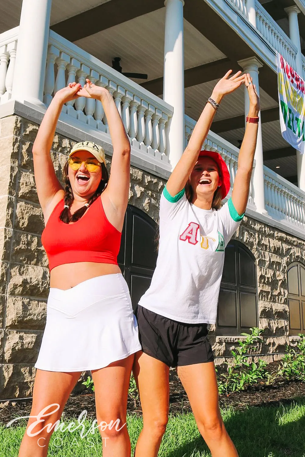 Alpha Gamma Delta Stitched Letter Ringer Tee
