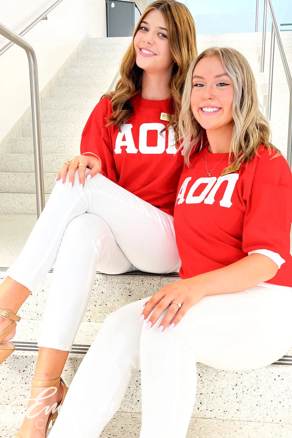 Alpha Omicron Pi Red Applique Letter Jersey