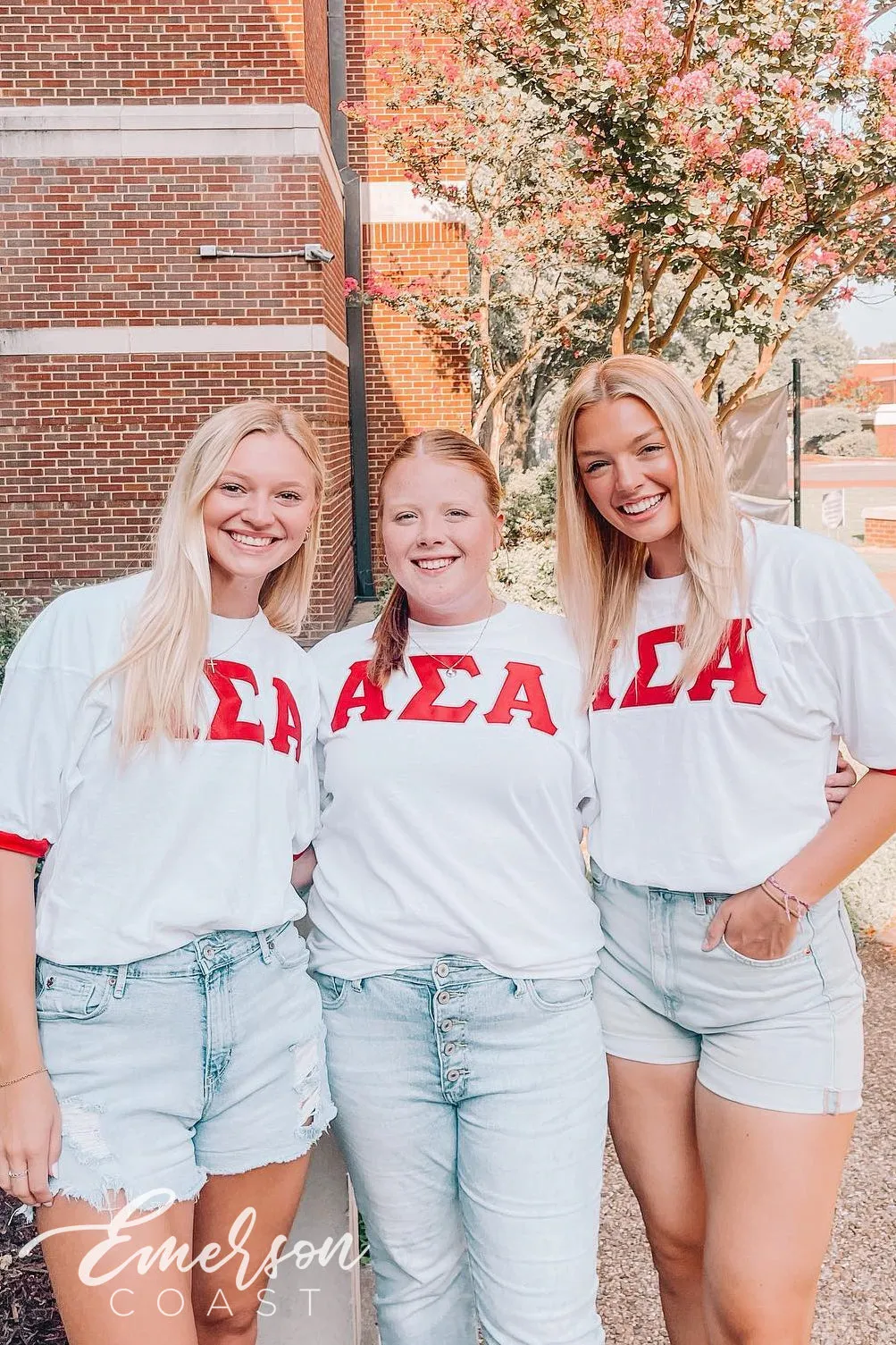 Alpha Sigma Alpha Red and White Stitched Letter Jersey