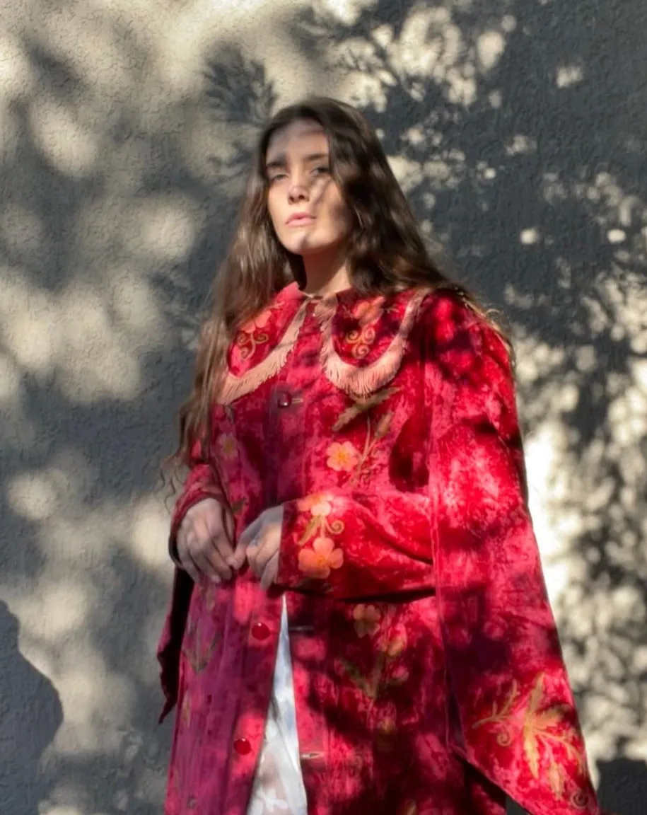 Antique Odd Fellows Grand Master Floral Velvet Robe