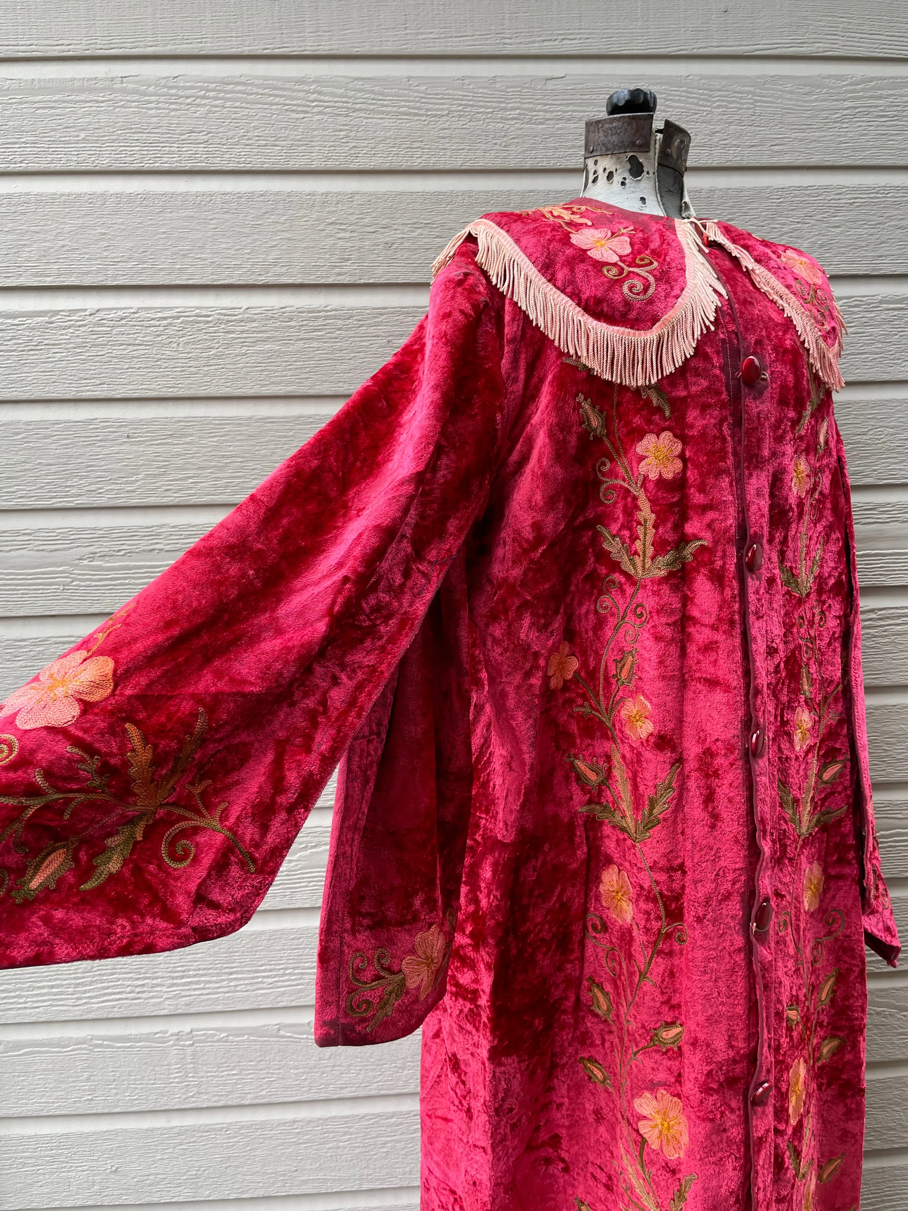 Antique Odd Fellows Grand Master Floral Velvet Robe
