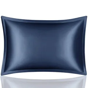 Anyhouz Pillowcase 50x75cm Blue Pure Real Silk For Comfortable And Relaxing Home Bed - Queen Size Pillowcase