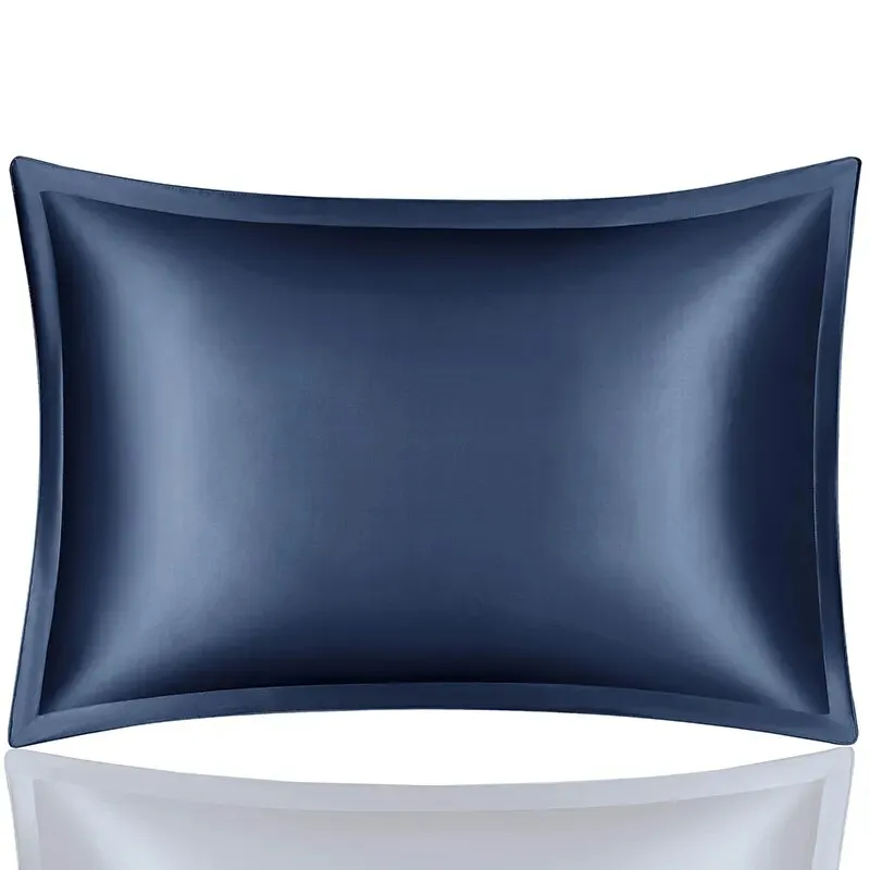Anyhouz Pillowcase 50x75cm Blue Pure Real Silk For Comfortable And Relaxing Home Bed - Queen Size Pillowcase