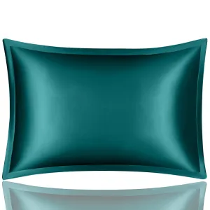Anyhouz Pillowcase 50x75cm Teal Pure Real Silk For Comfortable And Relaxing Home Bed - Queen Size Pillowcase