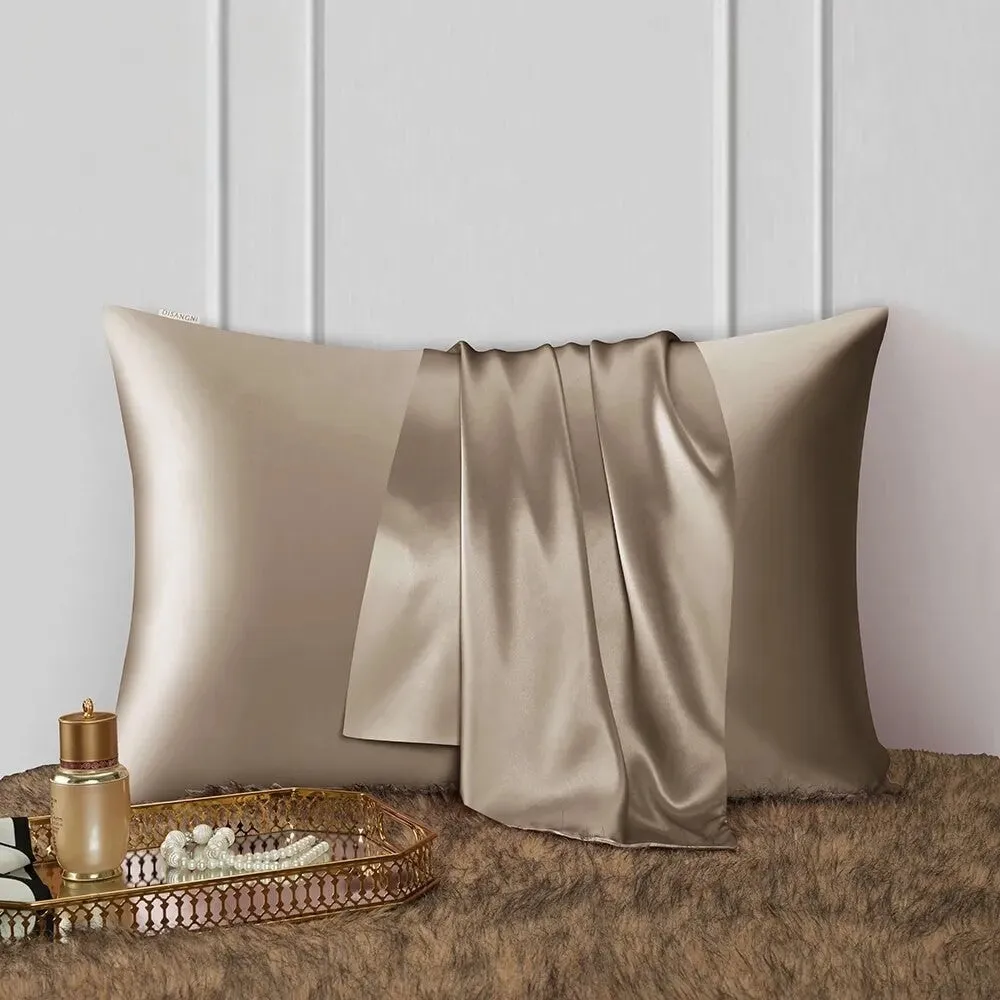 Anyhouz Pillowcase 50x90cm Coffee Natural Mulberry Silk For Comfortable And Relaxing Home Bed - King Size