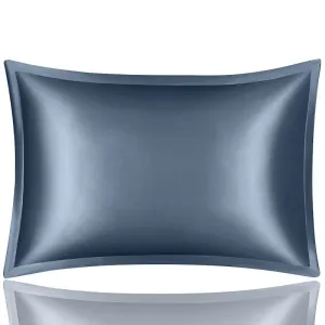 Anyhouz Pillowcase 51x66cm Blue Gray Pure Real Silk For Comfortable And Relaxing Home Bed - Standard Size